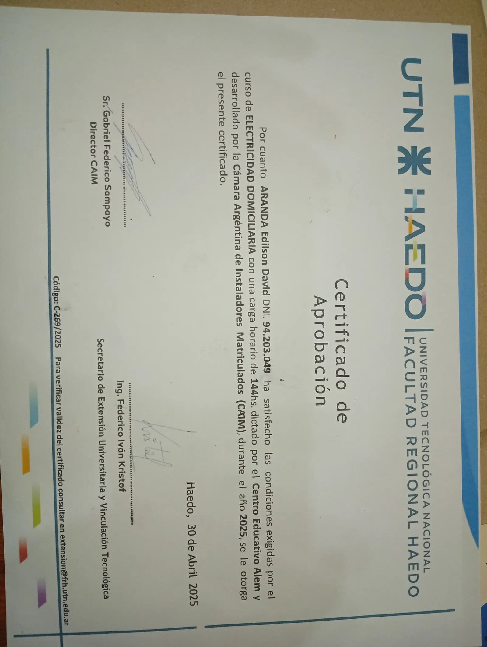 Certificado de Tecniservicios: Certificado electricista domiciliar